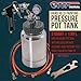 TCP Global 2 Quart Heavy Duty Steel Pressure Pot Paint Tank, Screw on Lid, Regulator, Gauge, Spray Gun and 5 Foot Hoses - Pressure Pot for Epoxy Resin, Painting, and Autobody