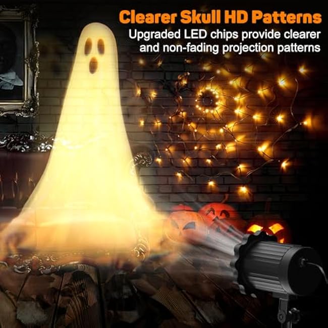 Halloween Projector Lights Outdoor,2025 Upgraded 3D Dynamic Ghost Decorations Light,Clearer Ghost HD Patterns,Night Light for Home Window Wall Halloween Decor