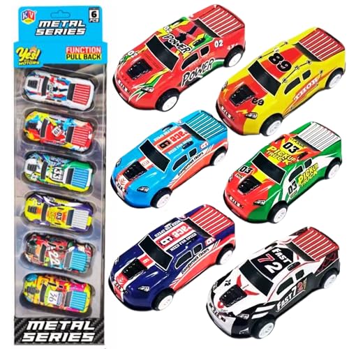 Image of Die-Cast Racing Car Toy for Kids 3+ Year Old 6PCS Pull Back and Go Multicolor Alloy Metal Die Cast Unbreakable Car Vehicles for Boys and Girls Sports Cars Collection Birthday Gift for Children
