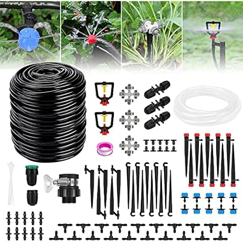 Buluri Garden Irrigation Systems, 40M + 3M Automatic Drip Irrigation Kit DIY Watering System Indoor & Outdoor with Adjustable Nozzle for Garden Greenhouse Patio Lawn Cover
