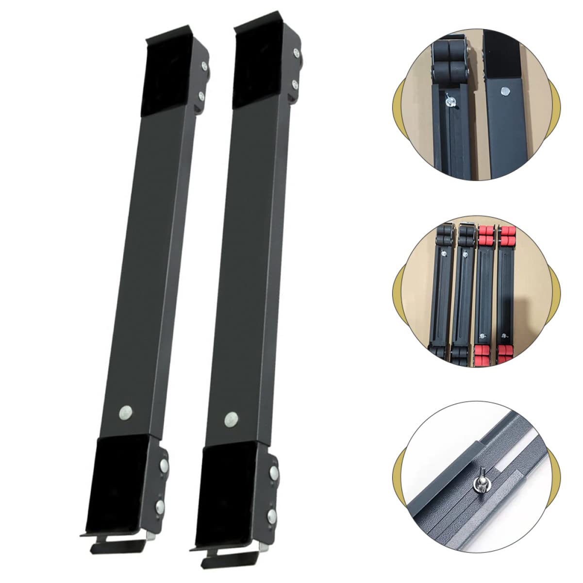 LALAFINA Base Móvil Para Electrodomésticos Ruedas Ajustables Para Refrigerador y Lavadora, Soporte Antideslizante De Acero Al Carbono Freno, Adecuado Para Muebles y Pedestales, Paquete De 2 Unidades