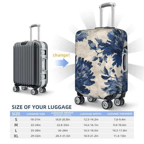 Vintage Navy Abstract Floral Flower Elastic Travel Luggage Covers Dustproof Scratch-Resistant Suitcase Protector Fit 22-24 Inch4