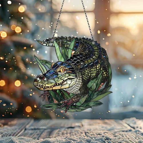 Image of Alligator Acrylic Ornament Gift for Gator Lover Christmas Hanging Decor