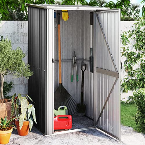 Tidyard Garden Shed Garden Tool Shed Steel Outdoor Garden Storage Shed With Roof, Lockable Gardening Tool Storage, Garden Storage Furniture Anthracite 118.5x97x209.5 cm Galvanised Steel