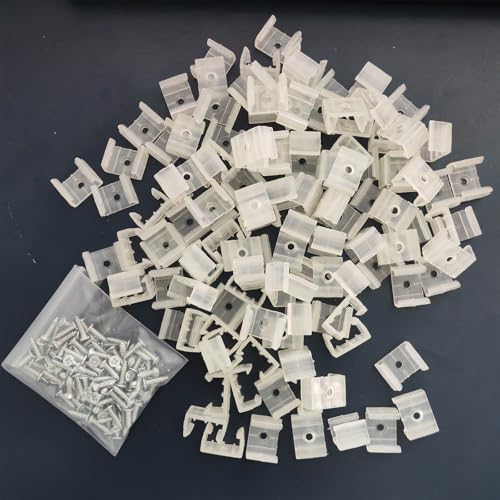 Image of Ginyrerd 120Pcs Led Strip Light Clips Neon Mounting Clips 10 /13 /16Mm Size Make The Neon Signs Flexible Light Strip Fixing Card (C.16Mm /0.63Inch), White
