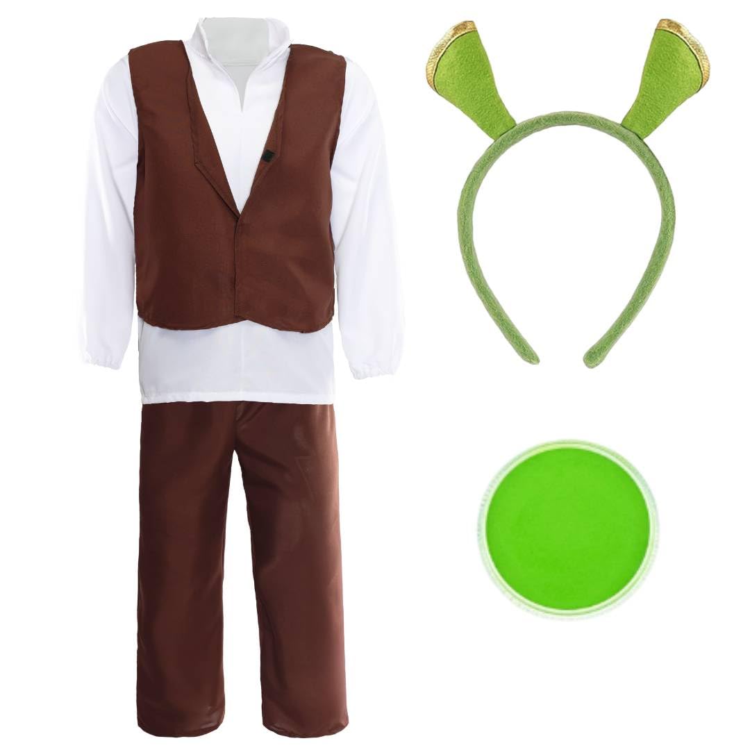 Set De Accesorios Ogro Verde – Diadema, Chaleco Y Guantes Para Cosplay De Halloween