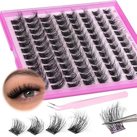 ALPHONSE Self Adhesive Lash Clusters Reusable Self Adhesive Eyelashes Fluffy Press on Lashes Extension No Glue Needed 10-16mm Glueless Lashes Clusters with Tweezers Cover