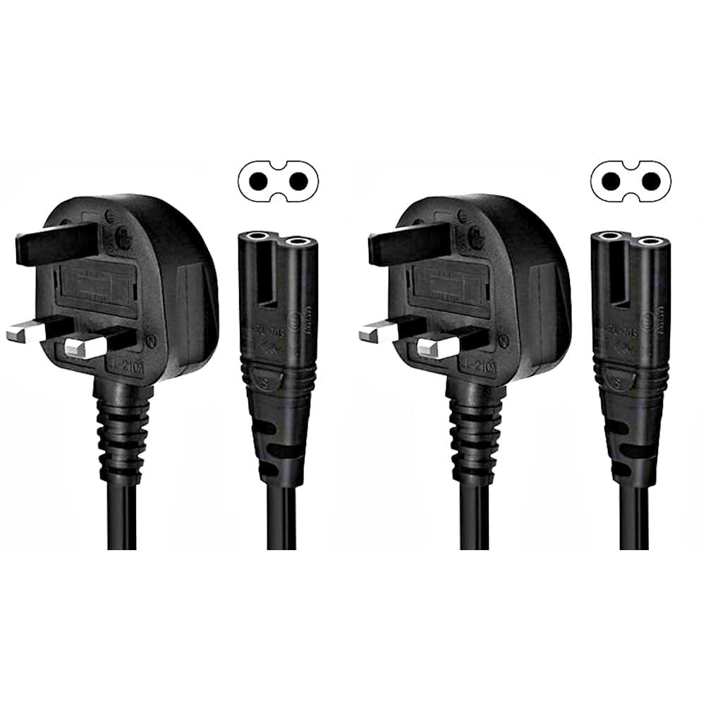 Pro Elec PEL00421 UK Plug to IEC C7 Figure 8 Power Lead, 1 m, Black (Pack of 2)