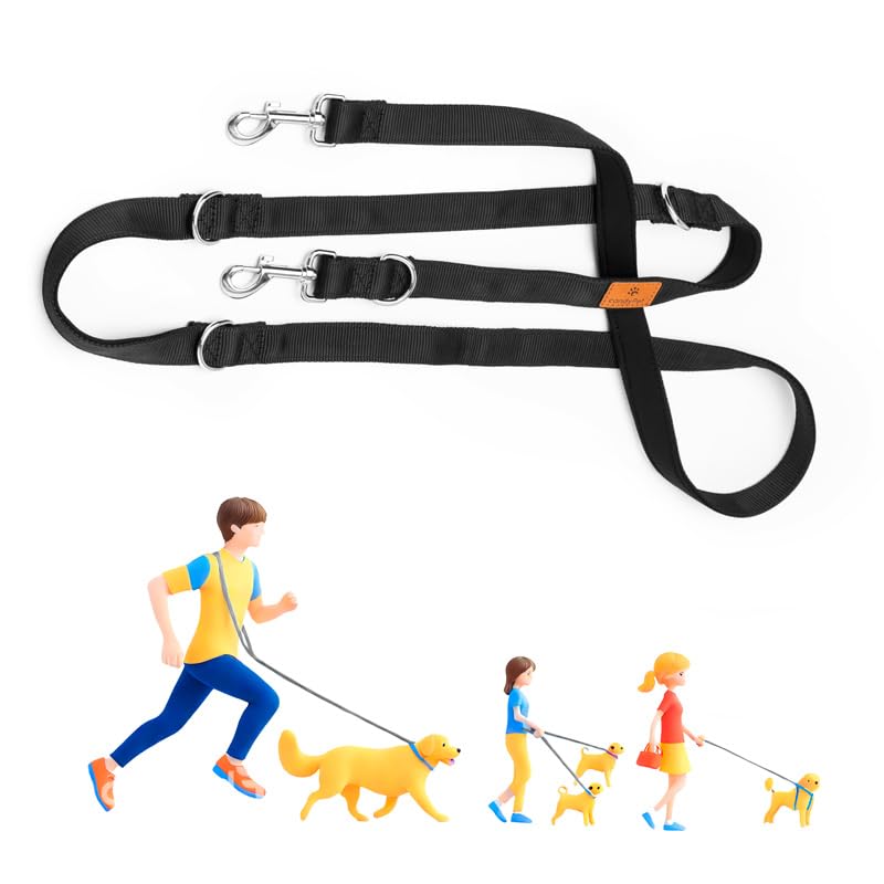 candyPet Hands-Free Multi-Position Dog Leash – 12-in-1, Adjustable to 7 Lengths, Neoprene Padded, 240cm/95in – Ideal for Training, Running, Walking – Double Leash for All Dog Sizes?