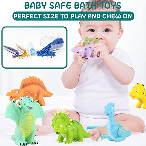 12PCS Dinosaur Bath Toys Mold Free Baby Bath Squirt Toys for Toddlers 3, Rubber Dino Toys for Kids 3-5 Baby Shower Pool Toys Bathtub Pool Toys Christmas Birthday Gifts for Kids 4-8(Squirter) - Image 4
