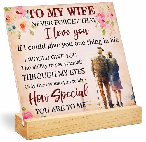 Mother’s Day Gift for Wife Romantic Love Plaque Husband to Wife Message Sign Desk Table Decor...