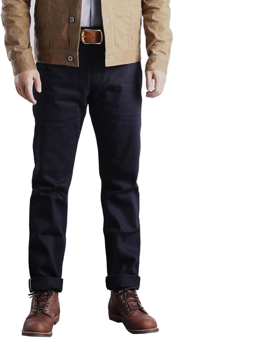 Red Tornado Vintage Men's Jeans Slim Fit Straight Leg Selvedge Denim Pants Mid Rise Jean One Wash Chino Pants 14oz