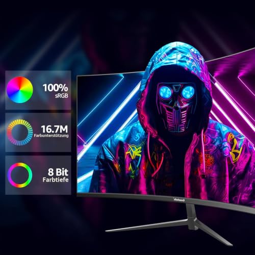 Gawfolk Gaming Monitor 32 Zoll 240Hz, Curved PC Bildschirm Full HD 1080P, Rahmenloses 1800R Gebogenes Computerbildschirm mit FreeSync und… – Ansicht 6