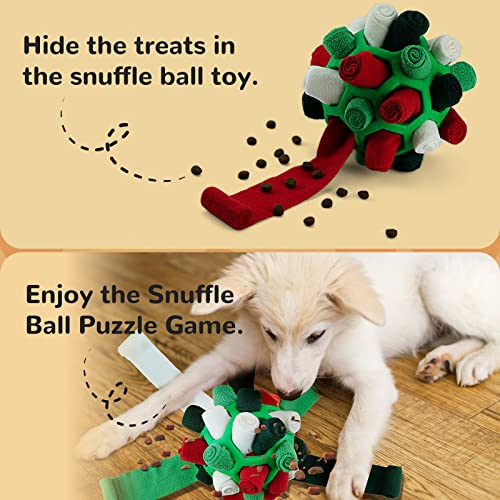 Larimuer Schnüffelball für Hunde, Schnüffelteppich Schnüffelspielzeug Interaktive Hundespielzeug tragbarer Haustier Snuffle Ball Toy für Kleine Mittelgroße Hunde Haustier (Grüne Weihnachten)
