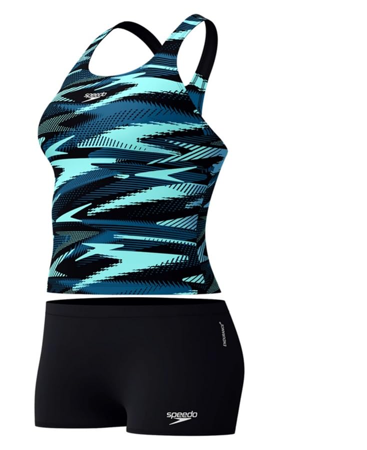 Speedo Hyperboom Tankini | Quick Drying | Training | Fitness | Chlorine Resistant Traje de baño para Mujer, Arctic Glass, 30