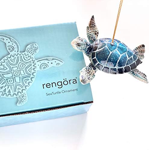 Christmas Ornaments - Hand-Painted - Stocking Stuffers, Scuba Divers and Ocean Lovers (Blue Sea Turtle)