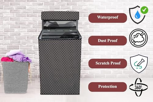 Image of The Furnishing Tree PVC Washing Machine Cover Fully Automatic Suitable for Whirlpool 7.5 kg Top Load 360 Degree Bloomwash Pro 7.5 Grey Color