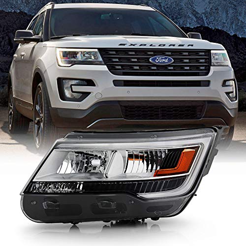 ACANII - For 2016-2018 Ford Explorer Limited|XLT|Platinum w/o Full LED Chrome Bezel LED Headlight - Driver, w/o Logo