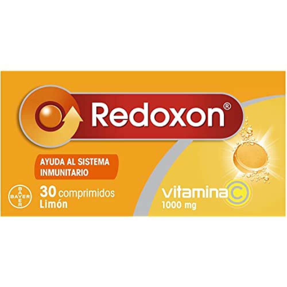 REDOXON Vitamina C 1000 mg - Ayuda al Sistema Inmune y Defensas - Favorece la Absorción del Hierro - Efecto Antioxidante - Suministro para 1 mes - Sabor Limón - Sin Gluten
