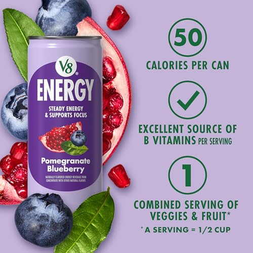 Image of V8 Energy Pomegranate Blueberry Energy Drink, 8 fl oz Can (24 Pack)
