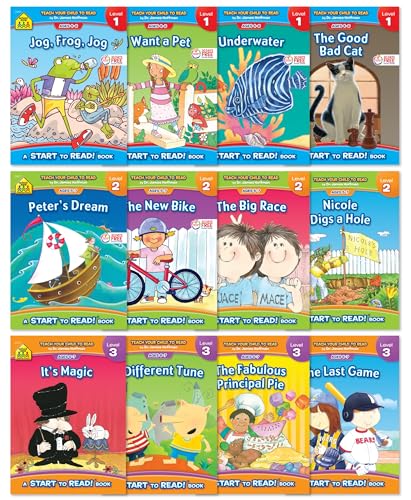 School Zone - Start to Read!® 15-Book Set - Progressive Reading Levels 1, 2 and 3 - 240 Pages, Ages 4-7, Preschool, Kindergarten, 1st Grade, 2nd Grade (School Zone Start to Read!® Book Series)