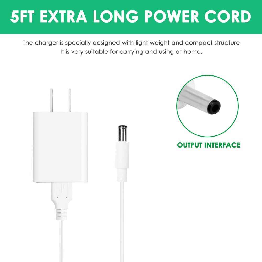 Mrgru Cargador y cable de repuesto de 5 V para Bitvae Electric Toothrush compatible con D2/R1/R2/S2, C2/C5/C6 Water Dental Flosser USB Cable de carga Fuente de alimentación