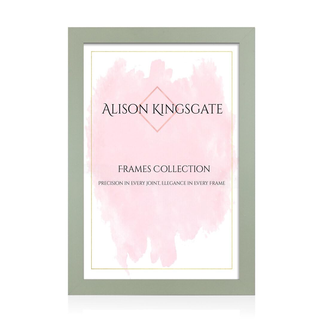Alison Kingsgate Modern A1 Green Picture Frames- Engineered Wood Photo Frame with Shatterproof Perspex Front- Ideal for Posters, Certificates & Artwork- Wall Mount or Tabletop Display