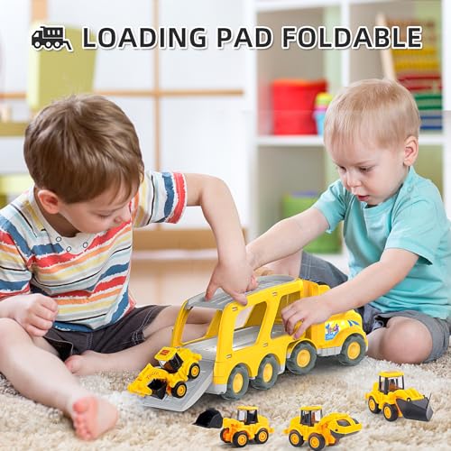 Veslier Construction Truck Toys for Boys Girls Age 3 4 5 6 Years Old,Carrier Transport Trucks for Kids 3-4 3-5 Year Old,Christmas Birthday Gift Toddler Toys. - Image 5
