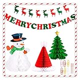 BTSD-home Christmas Decorations Paper Christmas Tree Christmas Hat Snowman Merry Christmas Bunting Banner Flag Christmas Party Decoration( Merry Chritmas Letters+ Elk)