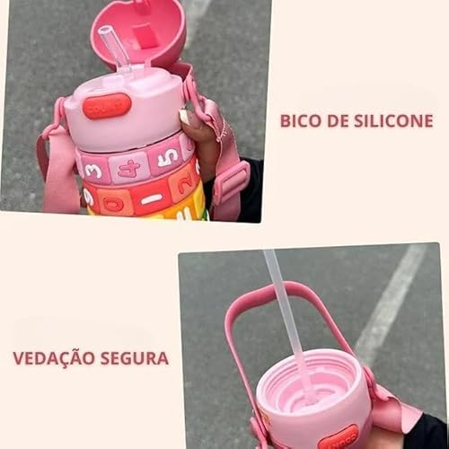 Garrafa Térmica Infantil 430ml Tabuada Interativa Educacional Números Contas