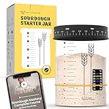 Kitchendom Large Sourdough Starter Jar (32 Oz) - Wide-Mouth Glass Jar - Free Course by Award-Winning Chef Alex Brady, Perfect for Beginners - Sourdough Starter Container, Dishwasher Safe