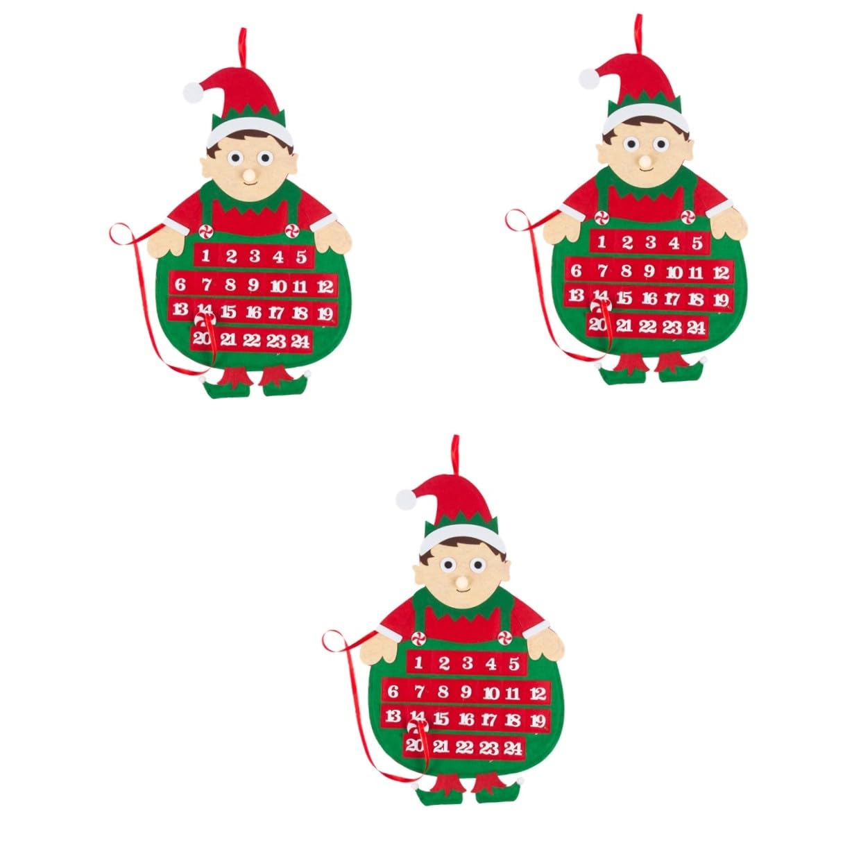 Cabilock 3 Stück Festlicher Adventskalender Countdown Hängende Dekorationen Kreativer Weihnachtsschmuck
