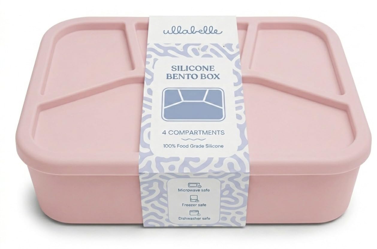 Ullabelle 4 Compartment Bento Box for Kids – Leakproof Kids Lunch Box, BPA-Free Snack Container, Divided Lunch Container for Toddlers & Kids, School