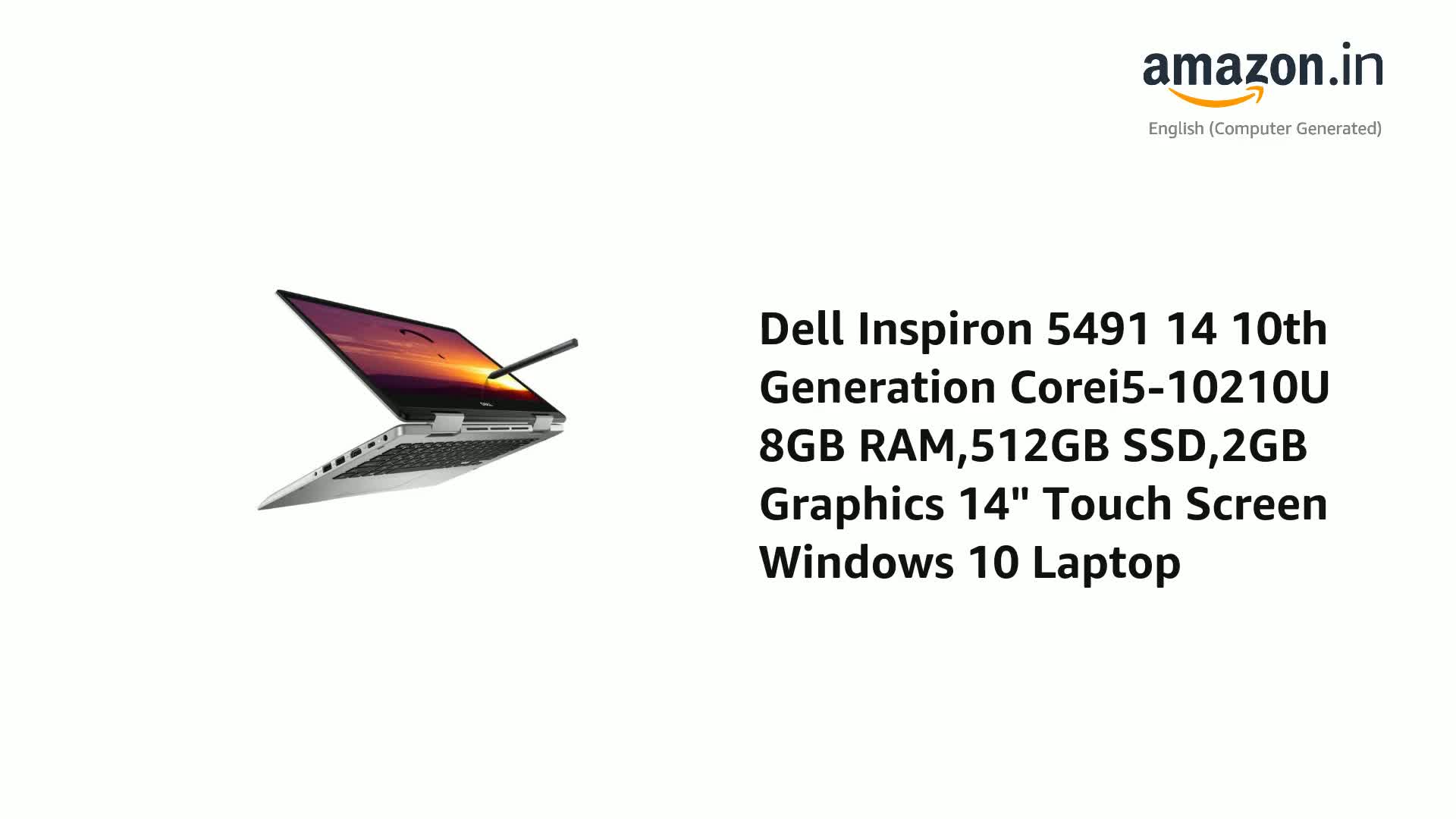 Dell Inspiron 5491 14 10th Generation Corei5-10210U 8GB RAM,512GB