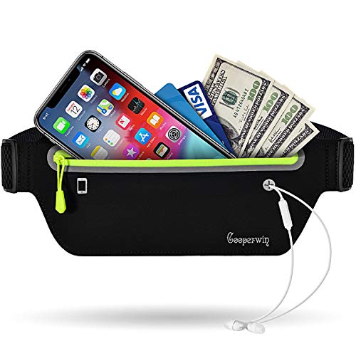 Running Belt Waist Packs - Workout Fanny Pouch for Women Men, Ultra Light Bounce Free Waterproof Reflective Runners Sports Exercise Adjustable Waistband Bag for Hiking Cycling Running Fanny Pack