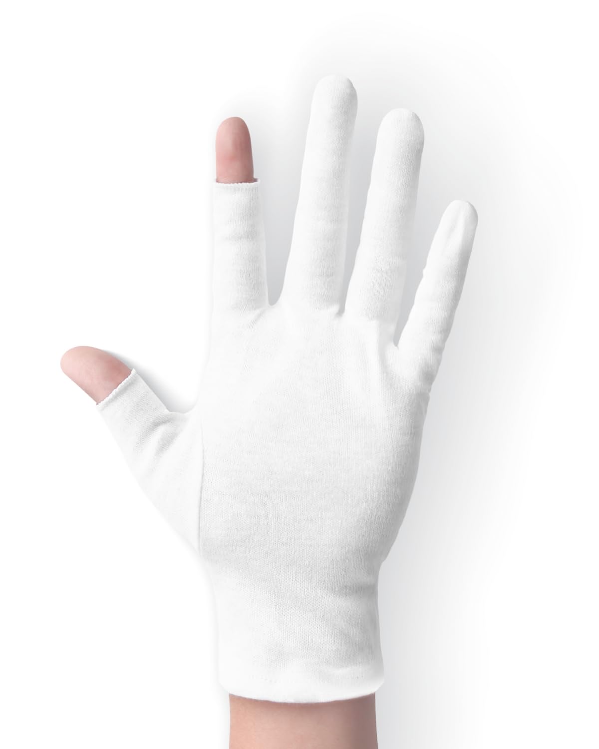 2 pares de guantes de algodón para pantalla táctil, guantes blancos para manos secas, guantes de algodón para dormir, guantes de noche hidratantes, guantes blancos 100% algodón, talla M (2