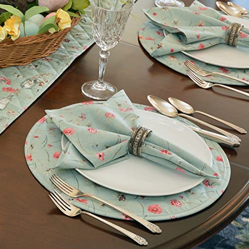 Servilletas de Tela Floral Verde Menta Set x4 miniatura 2