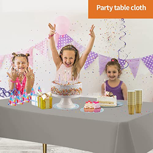 Image of Party Dimensions Silver Disposable Plastic Tablecloth for Rectangle Tables (48 Pack) Premium Decorative Table Cloths for Parties, Events & Weddings, Indoors & Outdoors, 54 x 108 inches