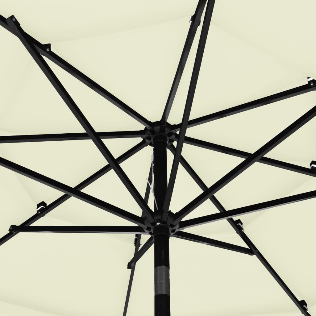 Parasol przeciwsłoneczny z aluminiowym masztem, warstwowa tkanina poliestrowa, kolor piaskowy o średnicy, ochrona przed promieniowaniem UV, na taras, do ogrodu, na zewnątrz, funkcja