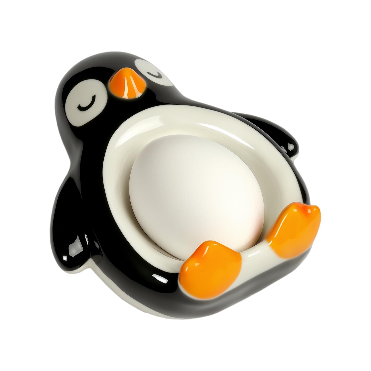 SOCOSY Penguin Shaped Dipping Bowl Ceramic Baking Bowl Egg Cup Egg Tray for One Egg