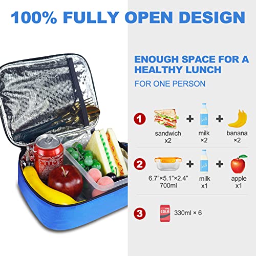 Small Lunch Bag, Insulated Lunchbox With Handle Clip, Portable Mini Lunch Tote Bags, Reusable Slim Lunch Box, Freezable Snack Bags, Durable Lunch Boxes Cooler Bag For Women Men - Blue #TOP3