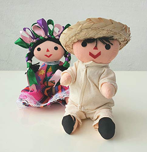 Muñecos artesanales mexicanos de trapo, 7 pulgadas miniatura 4