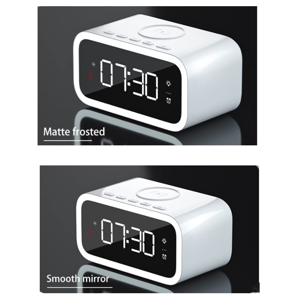 Riloer Despertador con cargador inalámbrico, radio despertador con cargador USB, Carga rápida de 15 W