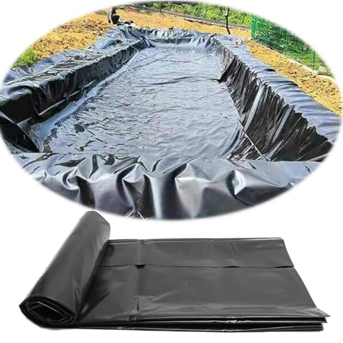 Revestimiento Impermeable de HDPE para estanques, Membrana Negra para jardín, estanques de Peces, Fuentes y Elementos acuáticos. Plegable. Tamaños: 3x5m, 4x6m, 5x8m, 6x10m. Cubierta para EST