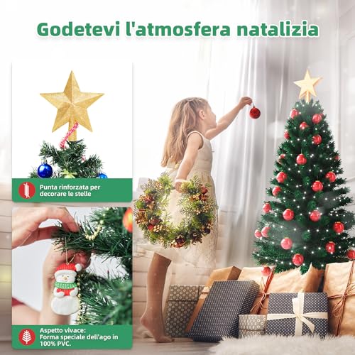 OUSFOT Albero di Natale artificiale 120CM 140 Rami...