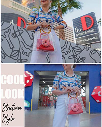 Round Handle Clear Handbag Women Pvc Tote Tortoiseshell Top Handle Bag (Square) #TOP4