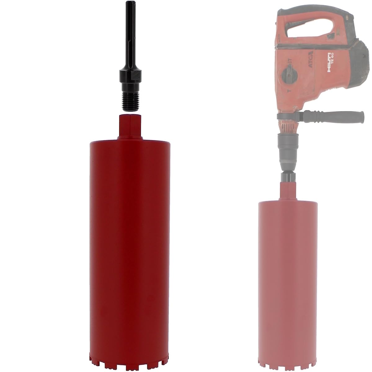 Corona de diamante Ø 152 mm con adaptador para taladro y martillo perforador SDS-max