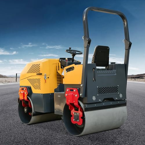 Image of MMS 2 Ton Double-Drum Vibratory Road Roller, 23HP Fully Hydraulic Compactor for Asphalt & Pavement, Concrete Finishing Tools, Compaction Machinery for Small Road Projects