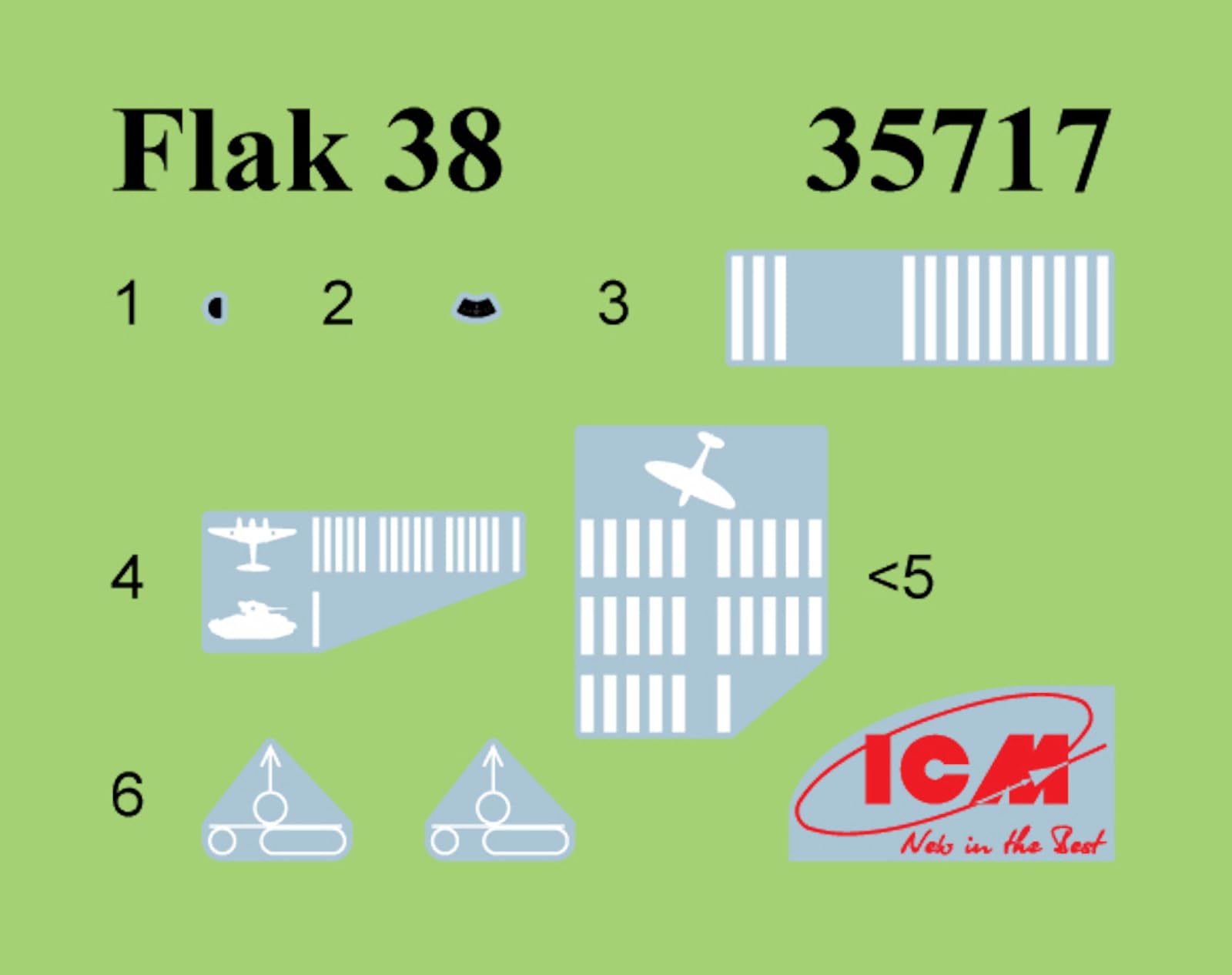 Icm - flak 38 cannone antiaereo tedesco 1/35 - icm 35717