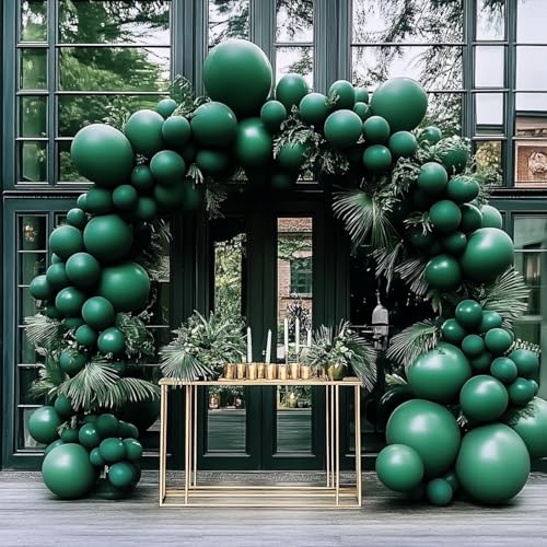 Image of 108Pcs Double Stuffed Dark Green Balloon Garland Arch Kit